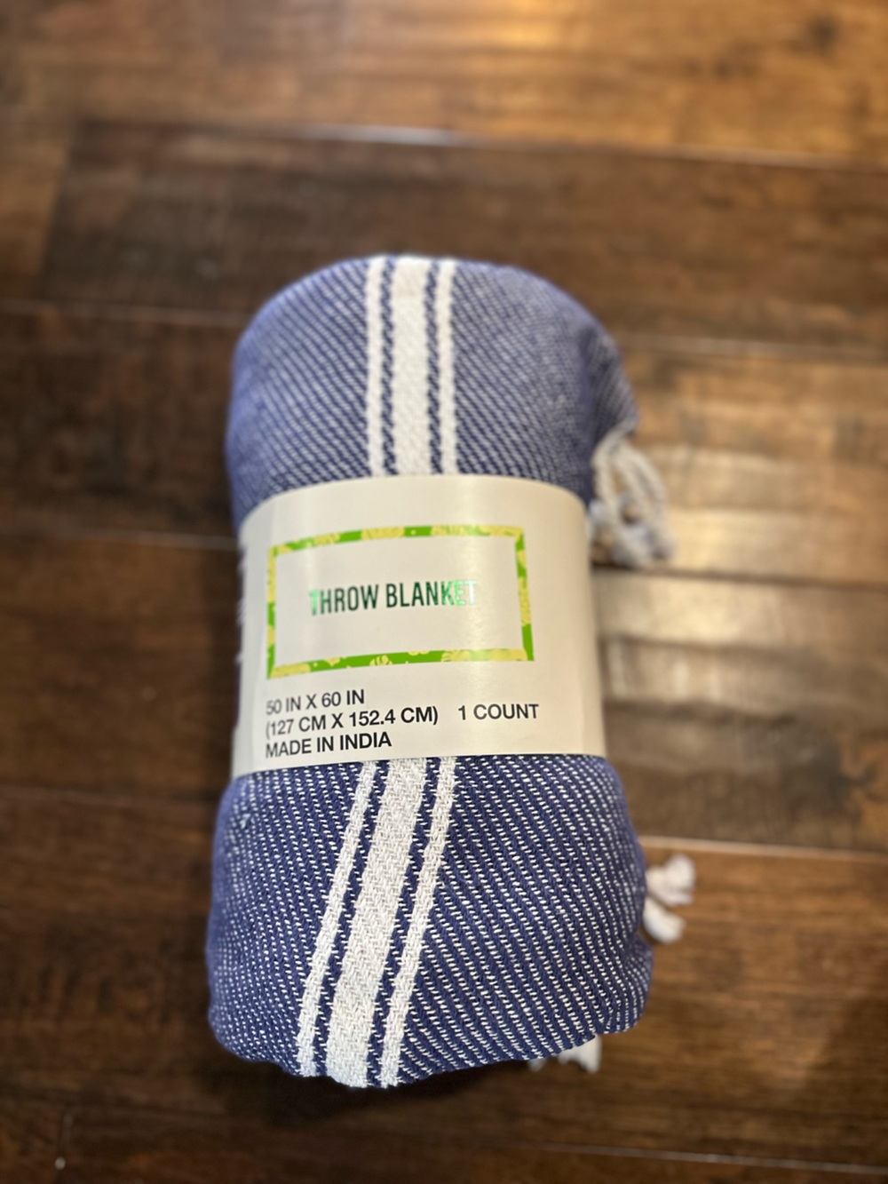 Blue Striped Throw Blanket - Classic Woven Design